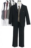 New 3 Button Black Specialty Suit with Colored Vest ~ Toddler to Boys Sz 20 (Choice of Four Colors)