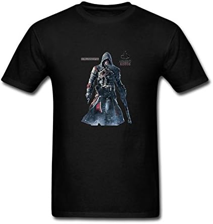 ZHEIUU Men's Geek Shay Patrick Cormac 2 Assassin's Creed Rogue T-shirt Black L