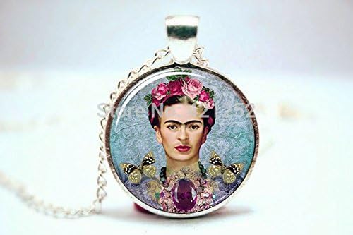 Pretty Lee 2015 Fashion Frida Kahlo Necklace Feminists Artist Jewelry Art Pendant Glass Cabochon Dome Pendant Necklace 3605 Christmas gift
