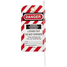 North Safety "Danger Equipment Lockout - Locked Out Do Not Operate" Styrene Tag with Reverse Side Dismissal Warning, 5-3/4" Length, 3" Width