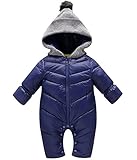 WE●LOVEカバーオール 着ぐるみ ベビー外出服 長袖 冬 厚手 防寒 可愛い 新生児服 赤ちゃん 男の子 女の子 出産祝い 2色 (M, ブルー)