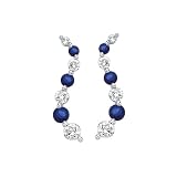 14K White Gold 0.09 ct. Diamond with Alternating 0.08 ct. Sapphire Journey of Love Curve Earrings
