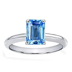 1.05 cts Genuine Blue Topaz Ring - 14kt White or Yellow Gold LIFETIME... by Finejewelers