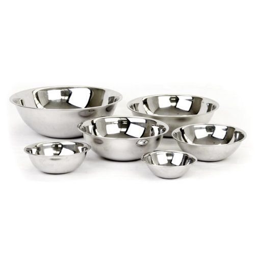 (Set of 6) Mixing Bowls Standard Weight Stainless Steel *Mirror Finish* ¾, 1½, 3, 4, 5, and 8 Qt.
