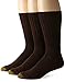 GOLDTOE Men's Cotton Fluffies Crew Socks, Brown (3-Pairs), Large