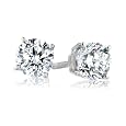 Certified Platinum, Round, Diamond 4-Prong Stud Earrings (1 1/2 cttw, G-H Color, VS2 Clarity)