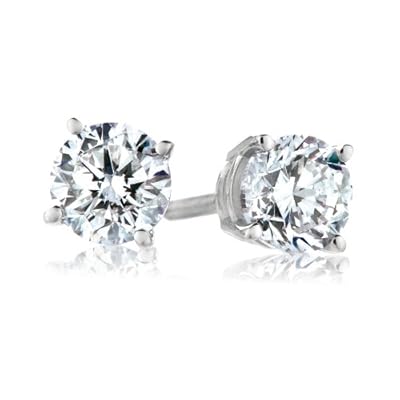 IGI Certified 18k White Gold Round-Cut 4-Prong Diamond Studs (3/4 cttw, H-I Color, SI1-SI2 Clarity)