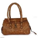 Leather handbag, 'Golden Days'