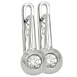 14K White Gold Bezel Set Round Diamond Earrings (0.26 ctw, G-H, SI1)