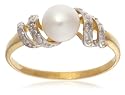 9ct Yellow Gold AMR303949 Ladies 0.01ct Diamond & Fresh Water Pearl Ring