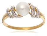 9ct Yellow Gold AMR303949 Ladies 0.01ct Diamond & Fresh Water Pearl Ring