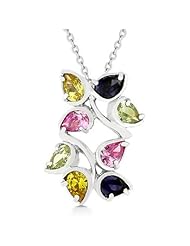 Alexander James White Gold Rhodium Bonded Leaf Design Pendant with Tear Drop CZ in Silvertone Chain Not Included