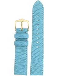 Watch Band Genuine Leather Lizard Grain Light Blue Ladies 20 millimeter