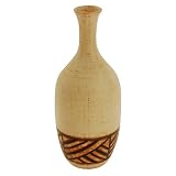 EXP Stylish Handcrafted Cream And Chocolate Terracotta Small Ethnic Bottle Vase