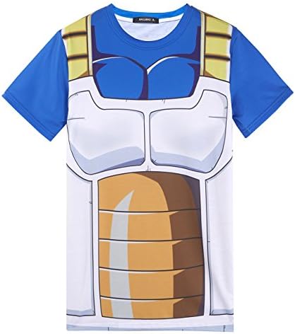Yoyomanworld Men's Vegeta T-Shirt Short Sleeve Super Saiyan Cosplay Tops (M)