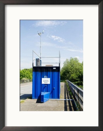 Air Quality Monitoring Station Above the M42, England Art Framed Photographic Poster Print by Martin Page, 17x21