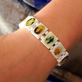 Urban Male White Wooden Bead Religious Icon Saints Mens Bracelet