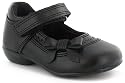 Lulu Too "Celeste" Girls Coated Leather Shoes With Velcro Fastening - Black