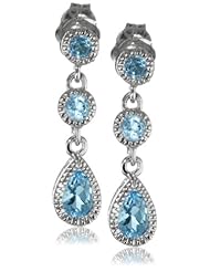 10k White Gold Blue Topaz Drop Earrings