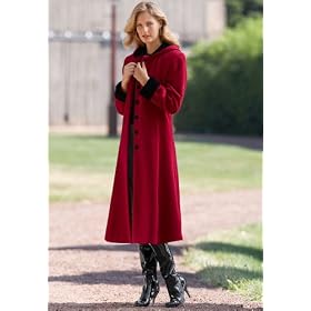 Velvet-Trim Hoded Wool Coat by Chadwicks