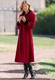 Velvet-Trim Hooded Wool Coat