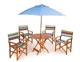Pagoda 6pc Directors Chair Wooden Garden Furniture Set