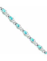 Genuine .925 Sterling Silver Blue Topaz Bracelet 14.3 Grams . 100% Satisfaction Guaranteed.
