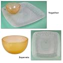 Apple and Honey Set: Etched Glass Square Plate and Bowl Judaica, Rosh Hashanah