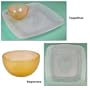 Apple and Honey Set: Etched Glass Square Plate and Bowl Judaica, Rosh Hashanah