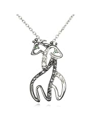 Twin Hugging Giraffe Pendant with Green Eyes-18"