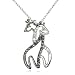 Twin Hugging Giraffe Pendant with Green Eyes-18"