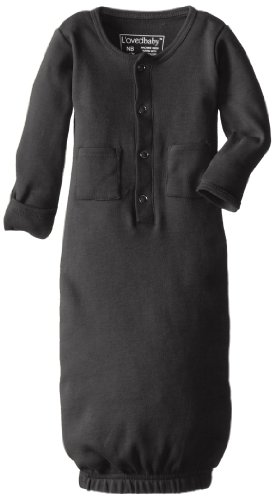 L'ovedbaby Unisex-Baby Organic Cotton Gown, Gray, Newborn (up to 7 lbs.)