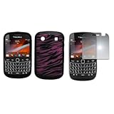 EMPIRE Hot Pink and Black Zebra Stripes Design Silicone Skin Case Cover + M ....