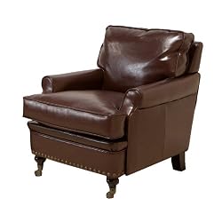 Buy BEST Hanson Leather Club Chair Foggy Brown