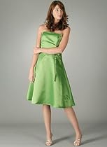 Strapless Satin Classic A Line Dress for Bridesmaid Formal Prom Wedding