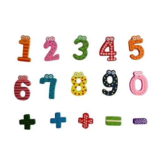 GBSELL 15pcs Numbers Symbol Frog Wooden Magnets Child Educational Cartoon Toy