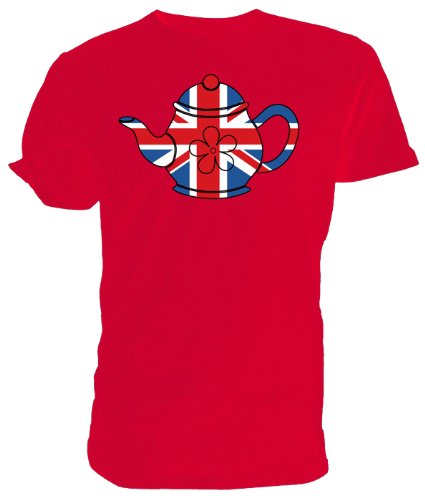 Best of British T shirt, Union Jack Teapot red size medium