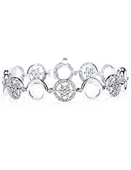 14k White Gold Diamond Geometric Circular Bracelet (1.60Cttw, SI Clarity, H Color)