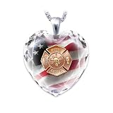 Firefighter Crystal Heart Pendant Necklace: My Hero by The Bradford Exchange