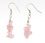 Rose Quartz Chip Earrings - Silver Plated