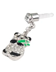 Easyfashion 3.5mm Cute Crystal Panda Anti Dust Earphone Plug Stopper for Iphone 4 4s HTC