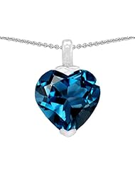 Original Star K (tm) 10mm Heart Shaped Simulated Blue Topaz Pendant in .925 Sterling Silver