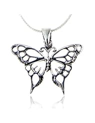 Sterling Silver Celtic Butterfly Pendant Necklace 18