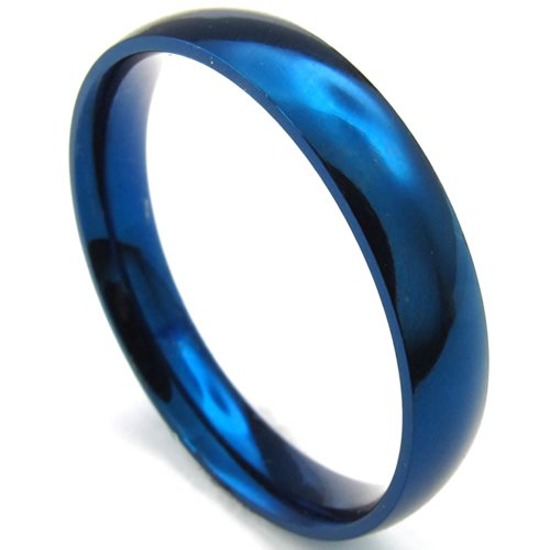 KONOV Mens Womens Stainless Steel Ring, 4mm, Comfort Fit Band, Blue