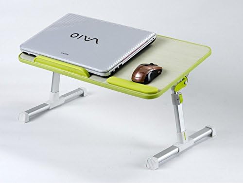 Stand table laptop table / notebook table / notebook stand / laptop stand holder / bed table / Music Stand with USB fans (8 * 8cm) for 15 "Notebook Laptop, eBook, Kindle, Ipad 1/2/3/4 / MINI, 520 * 300mm Adjustable height and adjustable table -Green