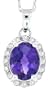 1.68ct Oval Amethyst and Diamond Gemstone Pendant in 10Kt White Gold w/chain