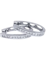 1 Carat Princess Diamond Hoop Earrings