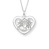 Sterling Silver Tigger Heart Pendant - Officially Licensed Disney Jewelry