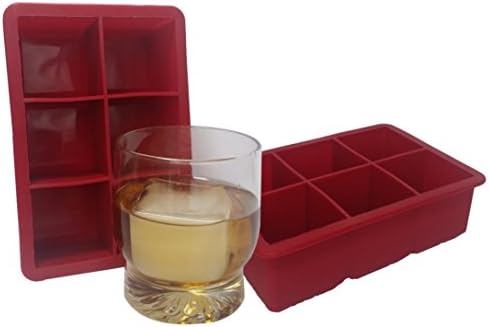 Large Ice Cube Tray Square 2-pack Silicone Molds for Whiskey Ice, Cocktails, Cold Beverages