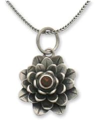 Garnet necklace, Sacred Red Lotus